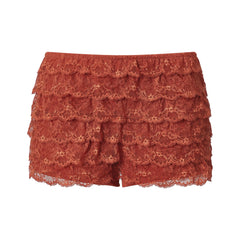 Layered Ruffle Lace  Elastic Waist Shorts