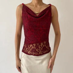 Red Lace Off-shoulder Top