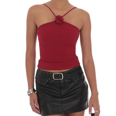 Burgundy Rose Halter Top