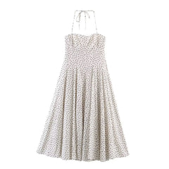 Polka Dot Tie Strap Midi Dress