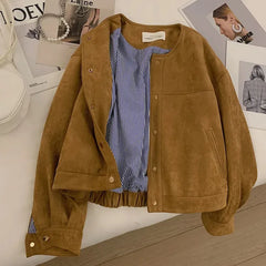 Brown Suede Stripe Lining Jacket Free From Label