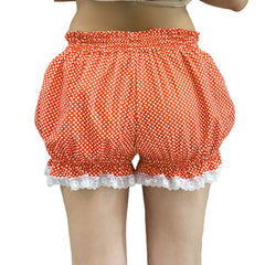 Red polka dot shorts with lace trim