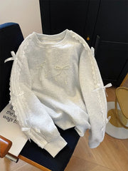 Grey Lace Bow Sweatshirt