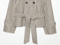 Plaid Short Tie Up Trench Coat