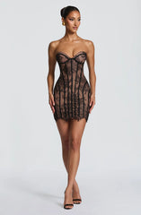 Lace Bodycon Bustier Strapless Mini Dress