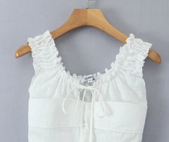 White Mesh Short Sleeve Tie Up Crop Top