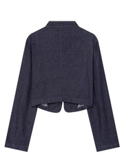 Stand Collar Denim Button Jacket