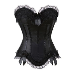 Satin Bow Lace Strapless Corset Top