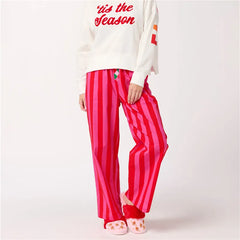 Striped Low Rise Wide Leg Pajama Pants