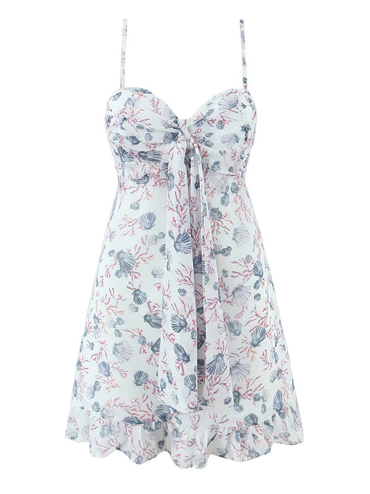 Floral Print Bow-Tied Mini Dress