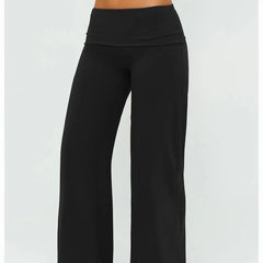 Wide Leg Fold Over Low Rise Flare Yoga Sweatpants