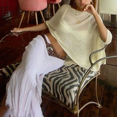 Sheer Shawl Beach Cover-ups Knitted Top