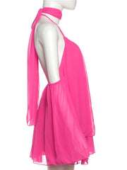 Frill Off-shoulder Long Sleeve Chocker Mini Dress