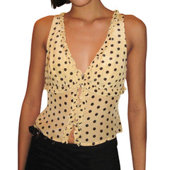 Beige top with black polka dots 