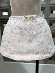 Printed Strap Lace-up Top And Mini Floral Bow Skirt Set