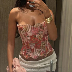 Embroidery Sea Shell Cut Out Top