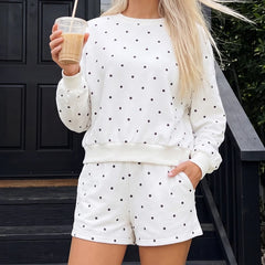 Polka Dots Sweatshirt And Shorts Co‑ord Set