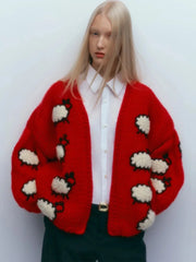 Sheep Embroidery Cardigan