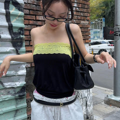 Black Lace Trim Tube Top