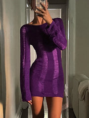 Long Sleeve Open Back Mini Dress