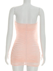 Strapless Folds Drape Mini Dress