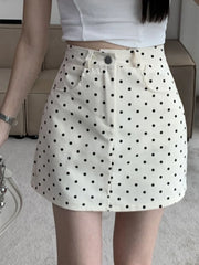 Polka Dots Buttoned Layered Mini Skirt