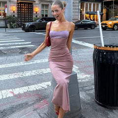 Purple Patchwork Cami Long Dress