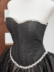 Grey Strapless Diamonds Beaded Mini Dress
