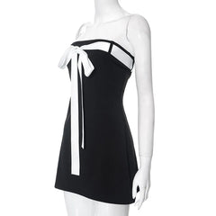 Black Tube White Bow Mini Dress - Free From Label