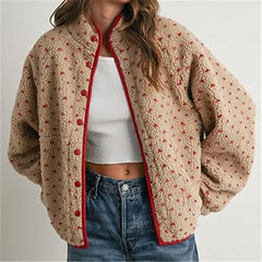 Dotted Fuzzy Zip Up Jacket