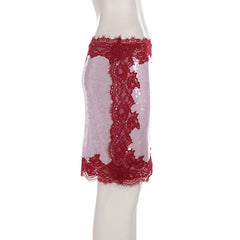Sequin Lace Patchwork Midi Skirt