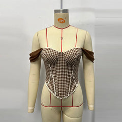 Plaid Corset Tie Back Strappy Top