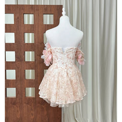3D Floral Slash Neckline Embroidered Mini Dress
