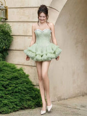 Strapless Flower Design A-line Mini Dress