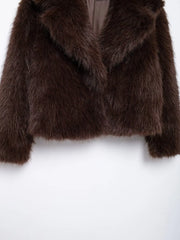 Women's brown faux fur coat.