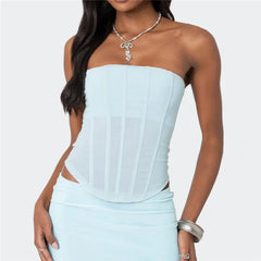 Strapless Mesh Boning Corset Top