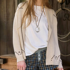 Galloping Horse Print Knit Cardigan