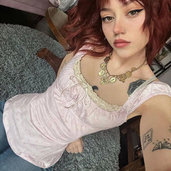 Ribbed Floral Bow Frill Strap Blouse