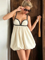 Studded Trim Cami Bubble Hem Mini Dress