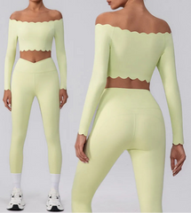 Light green long-sleeve top and leggings set