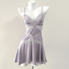 Lavender V-Neck Lingerie Nighdress