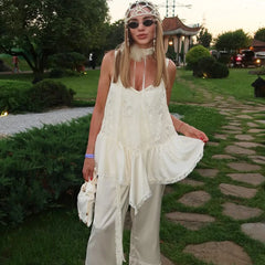 White Lace Frill Camisole Top