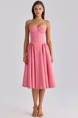 Pink Corset  Spaghetti Strap Midi Dress