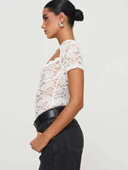 See Through Hollow out Lace Bodysuit