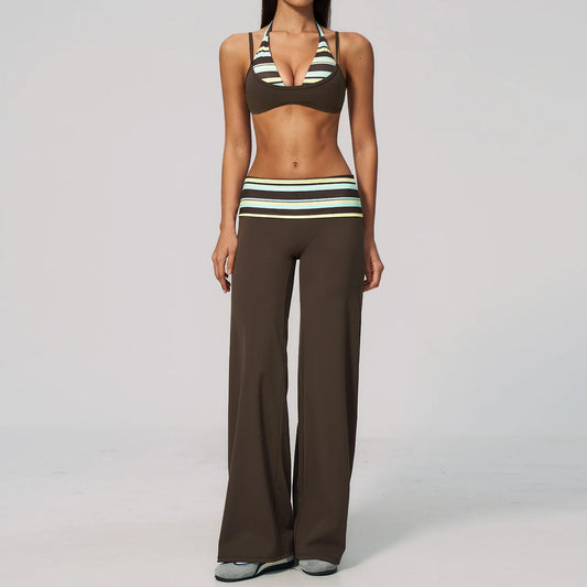 Printed Patchwork Crop Top And Leggings Set
