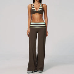 Printed Patchwork Crop Top And Leggings Set