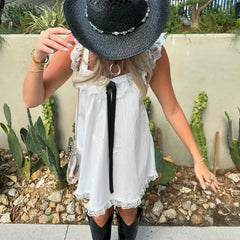 Ruffle Bow Tie Babydoll Mini Dress