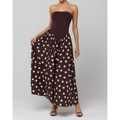 Polka Dot Hem Tank Patchwork Maxi Dress