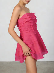 Strapless Ruffles Tiered Mini Dress