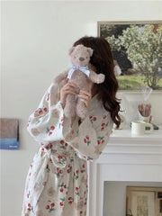 Cartoon Print Kimono Long-Sleeve Robe Nightgown